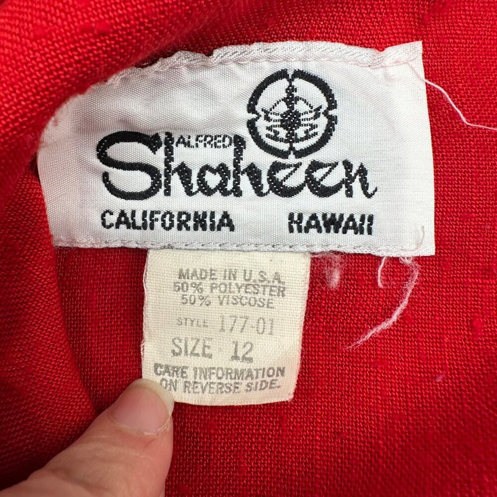 Vintage Dress Red White Poppy Sundress Floral Alfred Shaheen USA MCM Size 12 - Picture 4 of 10